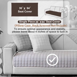 Aucrovee Velvet Washable Couch Cover for Pets Dogs, Non Slip Sectional Sofa Covers for 3 Cushion Couch Sofa L Sharped Sofa Slipcovers, Furniture Protector (1 PCS 36"x94", Light Grey)