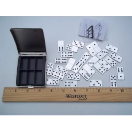Generic 28 Piece Metal Double-6's Dominoes Set ~ Pocket ~ Mini ~ Travel w/Case~Complet
