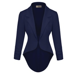 Hybrid & Company Womens Casual Work High Low Blazer Jacket JK45590X 1073T Navy 2X