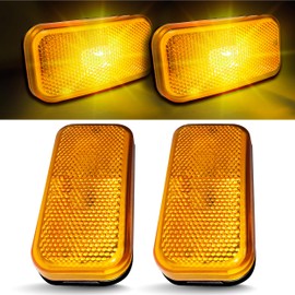 Command Electronics OEM 12V Modern Incandescent RV & Trailer Clearance Light - Made in USA - Durable Design - Surface Mount - Hardware & Connectors Included | Black Base - Amber (2 Pack)