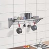 HALLY Stainless Steel Shelf with 6 Hooks 12" x 36"