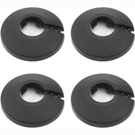 Tayffency 4Pcs Pipe Cover Decoration Fit 5/8" Outer Diameter Flange Water Pipe Black Pipe Cover Radiator PP Plastic 16mm Escutcheon Pipe Collar for Wall Pipe Tube Decoration