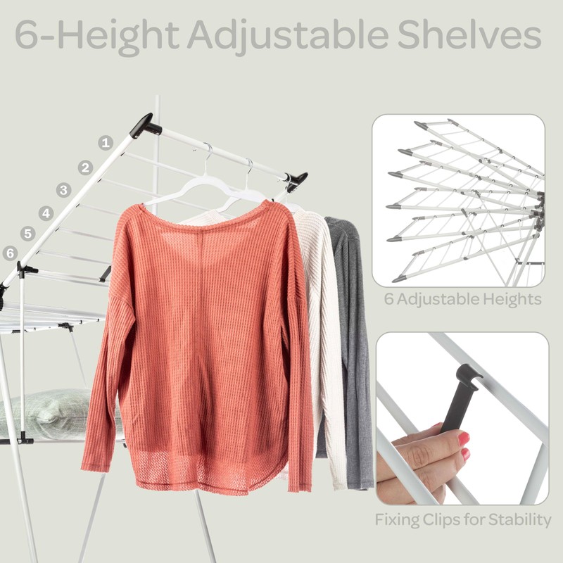 Home-Complete Clothes Drying Rack - 2-Level Laundry Drying Rack with