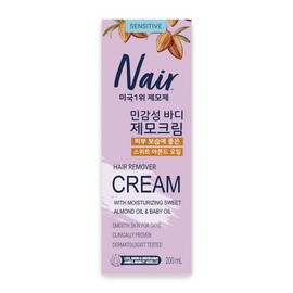 Nair Sensitive Sweet Almond Oil Body Hair Removal Cream, 1 piece, 200ml / 네어 민감성 스위트아몬드오일 바디 제모크림, 1개, 200ml