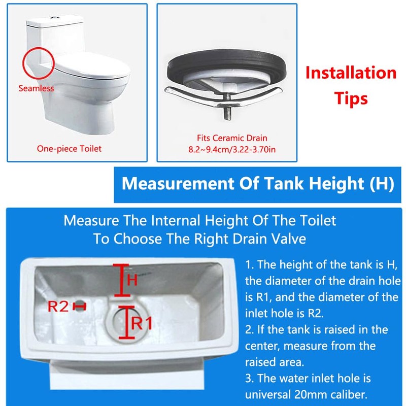 Toilet Dual Flush Valve Replacement Valve Kit Assembly for One