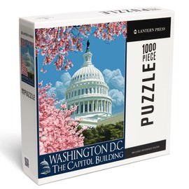 Lantern Press 1000 Piece Jigsaw Puzzle, Washington DC, Capitol Building and Cherry Blossoms