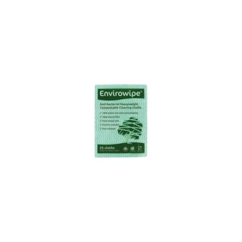 Envirowipe Antibacterial Cleaning Cloths 500x360mm Green (Pack of 25) EWF25G