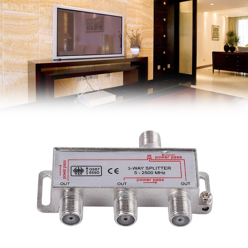 TV Antenna Splitter 3Way F-Type Aerial 5-2400MHz Power Pass Foxtel