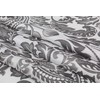 CHD Home Fabric Shower Curtain, Damask Floral Design, Grey and