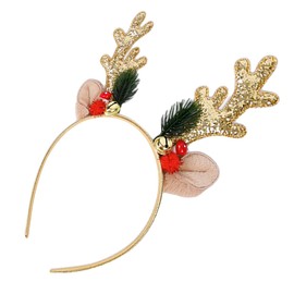 SAFIGLE Christmas Reindeer Antler Headband with Sparkling Sequins and Bells Festive Xmas Hair Accessory for Women and Durable Comfortable Party Headdress for Holiday Celebration
