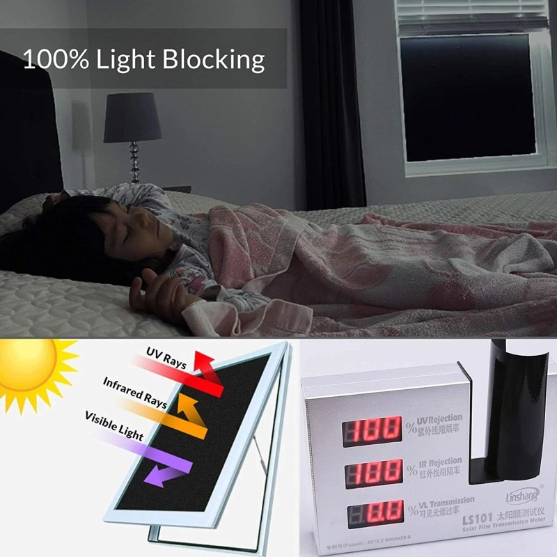 auto-conversion Blackout Window Film 100% UV Blocking Black Tinting Sun