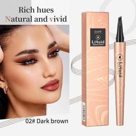 New 4D Microblading Eyebrow Pen, Waterproof Long-Lasting 4-Tip Brow Pencil for 24 HR Wear, Smudge-Proof Liquid Eyebrow Pen for Natural-Looking Fine Strokes (Dark Brown)
