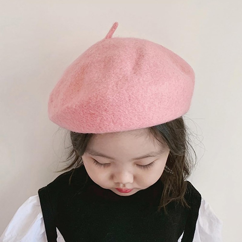 YiyiLai Warm Hat, Wool, Simple, Beret, For Kids, Girls, Felt