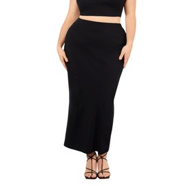BEAUDRM Women's Plus Size Long Pencil Skirts Elastic High Waisted Bodycon Skirt, Black, 4X-Large Plus