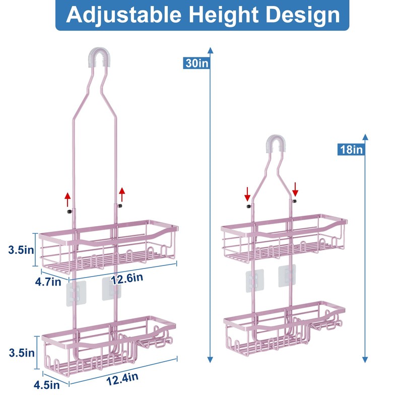 Joqixon Shower Caddy, Upgraded Extended Length Shower Caddy Over Showerhead