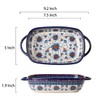 Bicuzat Blue and Orange Flower Vintage Style Ceramic Bakeware Casserole