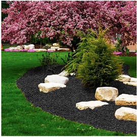 NuPlay Rubber Nugget NuPlay Rubber Mulch Landscaping Bark C Rubber Nugget Weed Barrier Garden Ground Cover, 1 Pack, Black