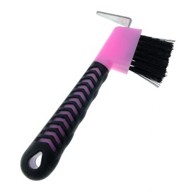 MacMaxe Ergonomic Horse Hoof Pick Brush with Heavy-Duty Rust-Resistant Steel Pick and Durable Nylon Bristles – Ideal for Hoof Care, Easy to Clean, Suitable for Beginners and Advanced Riders (Pink)