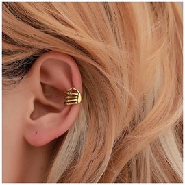 Yienate Punk Tiny Skull Hand Spine Earrings Ear Cuff Ear Climber Creative Ear Crawler Unique One-sided Ear Cuff Fashion Gold Earrings for Women and Girls, Metal