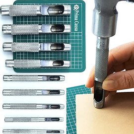 Leather Working Tools 9 Set - Leather Hole Punch for Belts, Plastic, Rubber, etc - Leather Punch Tool (1/8"-1/2")