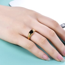 VQYSKO Heart Signet Ring fo Woman-18K Gold Plated Cubic Zirconia Cz Eternity Engagement Wedding Band Ring,Size6-10, 10, Stainless Steel, No Gemstone