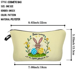 Livel lhood Easter Bunny Makeup Bag Cute Small Organizer Zipper Pouch Some Bunny Loves you Cosmetic Bag Easter Birthday Present for Women Friends, hzj0821, Printed Cosmetic Zipper Bag
