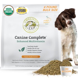 Wholistic Pet Organics Canine Complete - Dog Multivitamin Powder - 4 Lb - Daily Dog Vitamins and Supplements for Homemade Food - Immune System, Skin, Coat & Overall Health - All Breeds - 180 Scoops