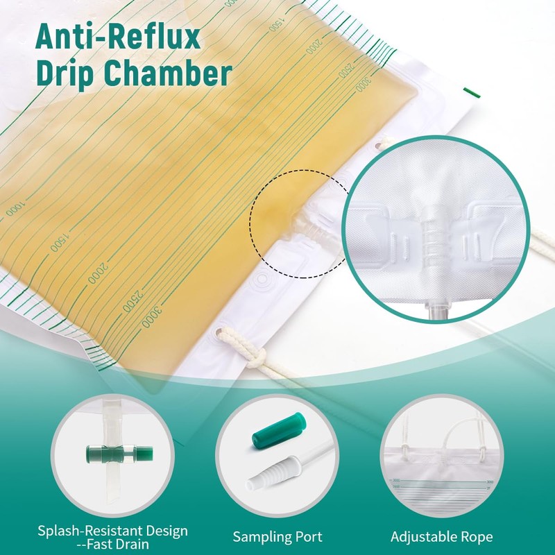 Xiaozhifu Urinbeutel 3000ml, 5 PSC Urinbeutel Beinbeutel, Urindrainagebeutel mit schlauch,