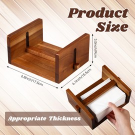 Geelin 2 Pcs Napkin Holder for Table Acacia Wood Napkin Holders with Center Bar 6.75 x 6 x 3.5 Inch Paper Napkin Holder for Home Dining Room Decor Napkin Dispenser for Indoor & Outdoor Use