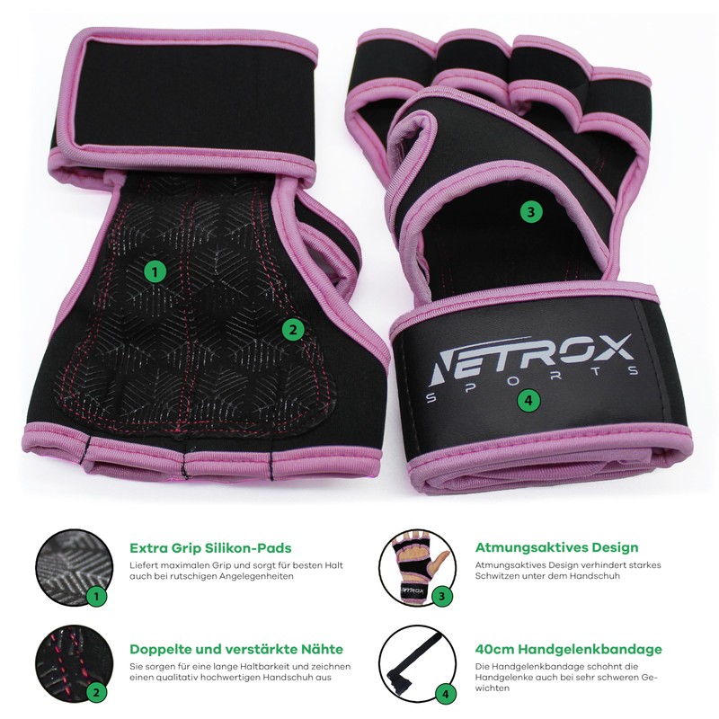 NetroxSports® Training Gloves with Wrist Bandage for Strength Training, Bodybuilding