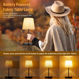 BOHON Cordless Table Lamp Rechargeable, Built-in 5200mAh Battery Operated Lamp, LED Bedside Night Lamp, Touch Stepless Dimming Outdoor Lamps for Patio Camping Restaurant Home Bedroom Coffee Decor