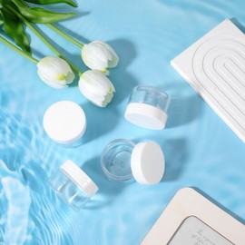 4 Pack Travel Small Containers with Lids, 1oz Leak Proof Travel Containers Clear Plastic Cosmetic Jars Lotion Makeup Container Toiletry Bottles for Creams, Lotion, Face Cream, Lip Balm (30ml)