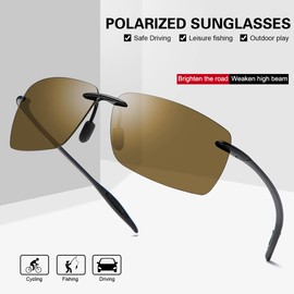 Rimless Polarized Sports Sunglasses for Men Women Driving Cycling Running Fishing Golf 100% UV Protection Sun Glasses Fashion Unisex Shades Retro Eyeglasses Anti Glare Classic Mirror Lens Eyewear