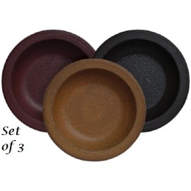 Unbranded NEW Primitive Aged BOWLS 3 Assorted Wood 5.75" W x 1" H Burgundy Black Mustard