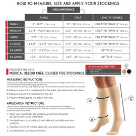 Truform 30-40 Mmhg Compression Stockings For Men And Women, Knee High Length, Closed Toe White, Pack of 1