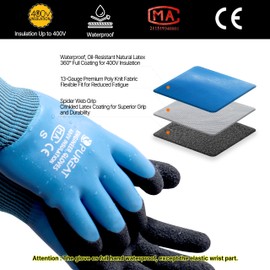 Electrical Insulated Work Gloves 1/2 Pairs 400V High Voltage Resistant Electrician Rubber Glove Waterproof S,M,L Shock Resistant Gloves for Electricians Gifts for Men & Women (400V-M/1 pairs)