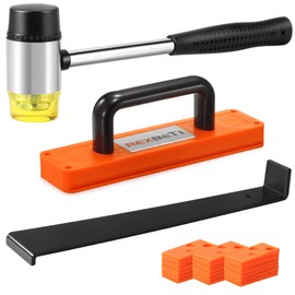 REXBETI Laminate Wood Flooring Installation Kit, LVP Installation Kit, Vinyl Flooring Tools - Tapping Block with Handle, Pull Bar, Double-Faced Mallet and Spacers