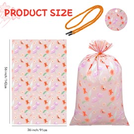 Plauthus Floral Design Jumbo Gift Bag, 56” Extra Lager Birthday Gift Bag, Giant Gift Bag for Birthday, Mother's Day, Wedding, Bride shower (Floral Pink)