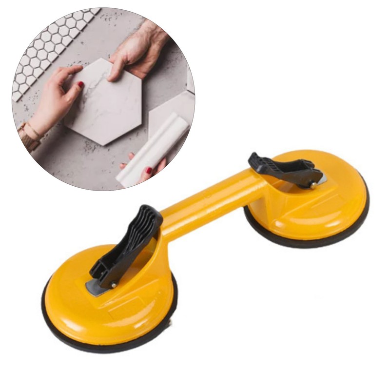Yellow 2 Jaw Suction Cup Aluminium Alloy Professional Double Jaw