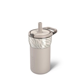 BrüMate Leap 12oz 100% Leakproof Kids Tumbler with Handle and Silicone Soft Straw | Drop Resistant Silicone Sleeve | For Kids 4+ | Insulated Stainless Steel | Cup Holder Friendly | 12oz (Zebra)