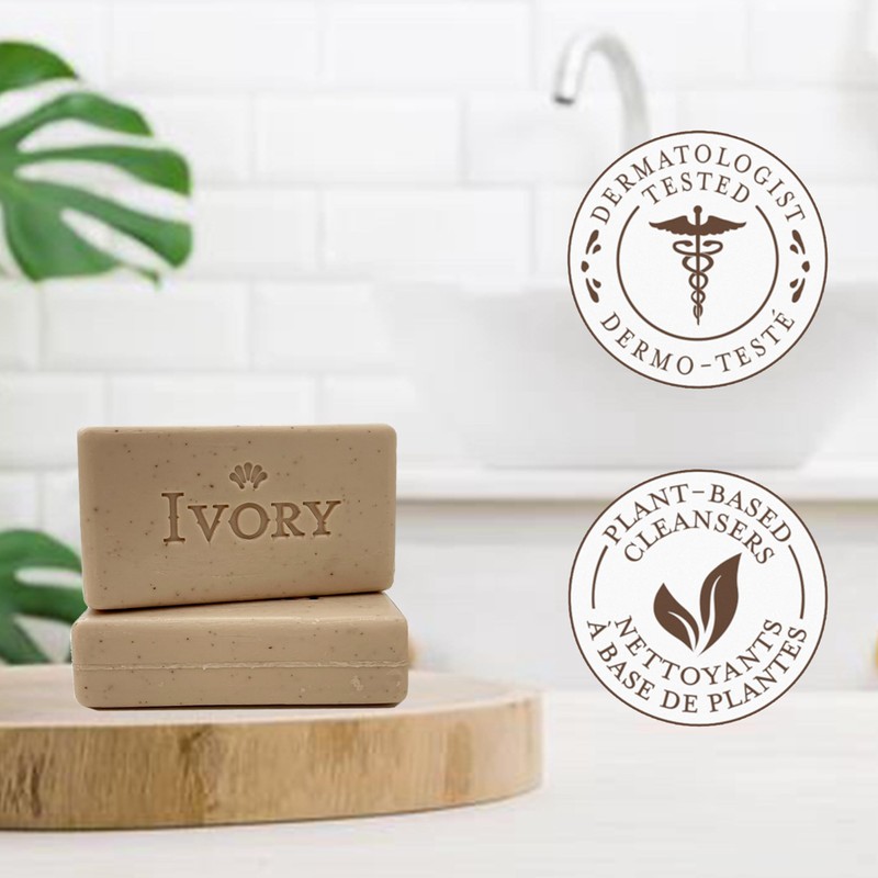 Ivory Exfoliating Bath Bar Soap, Designed for Whole Family with