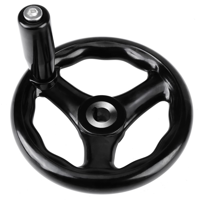 1PC 12*125mm Black Round 3 Spoke Hand Wheel for Lathe