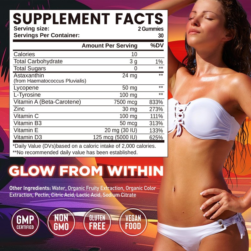 duwhot Astaxanthin Gummies Sugar Free, Astaxanthin for Women & Men