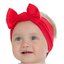 BABYGIZ Baby Girl Headbands- Newborn Infant Toddler Cotton Handmade Hairbands with Bows Child Hair Accessories (Red, 0-6 Month)