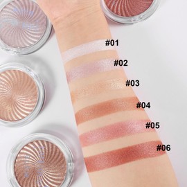 Melemando Shiny Face Highlighter Palette 6 Colors Shimmer Glow Finish Face Highlighter Powder Palette Long Lasting Sparkling Highlight Face Illuminator Makeup (Color 06)