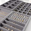 Velvet Jewelry Drawer Organizer Trays – Grey Stackable Jewelry Storage