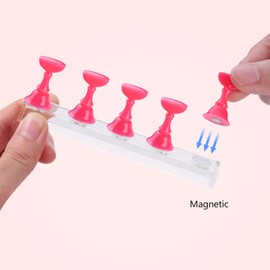 Etercycle Nail Stand Acrylic Nail Art Display Stand Practice Nail Holder for Painting Nails Magnetic Practice Stands with Double-sided Tape For Home DIY Salon Supplies (Rose pink)