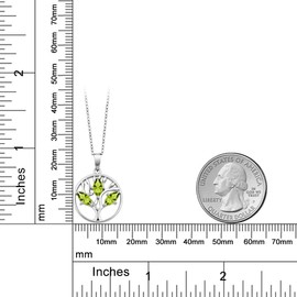 Gem Stone King 925 Sterling Silver Gemstone Birthstone Marquise Tree of Life Pendant Necklace For Women With 18 Inch Silver Chain