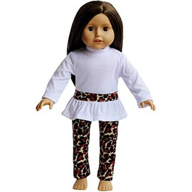 The New York Doll Collection White Top and Animal Printed Leggings Tights - For 18 inch/46cm Fashion Dolls – Dolls Clothes Accessories