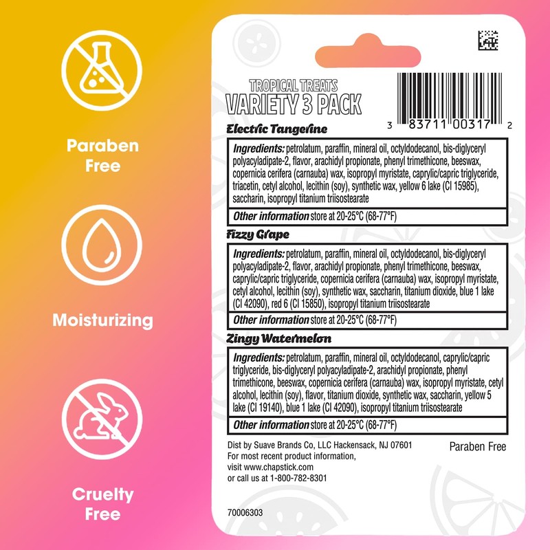 ChapStick Lip Care, Tropical Treats Collection (6 Sticks) – Electric
